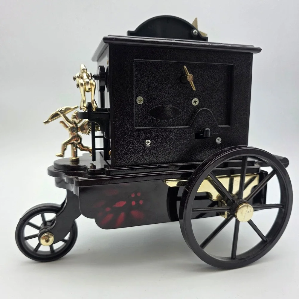 Pierrot Stranger Organ Music Box Vintage Carriage Jewelry Box Black Red 8.5in